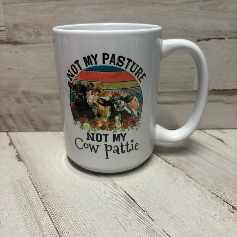 White Mug with Cow Design